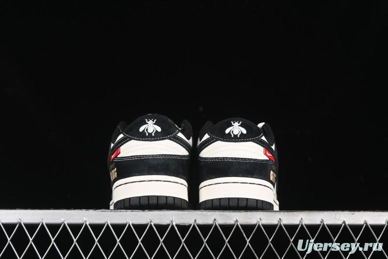 Nike SB Dunk Low Gucci Collaboration - Small Bee Series Black Hook Anniversary High-End Custom Low-Top Casual Sneakers - MM1089-030