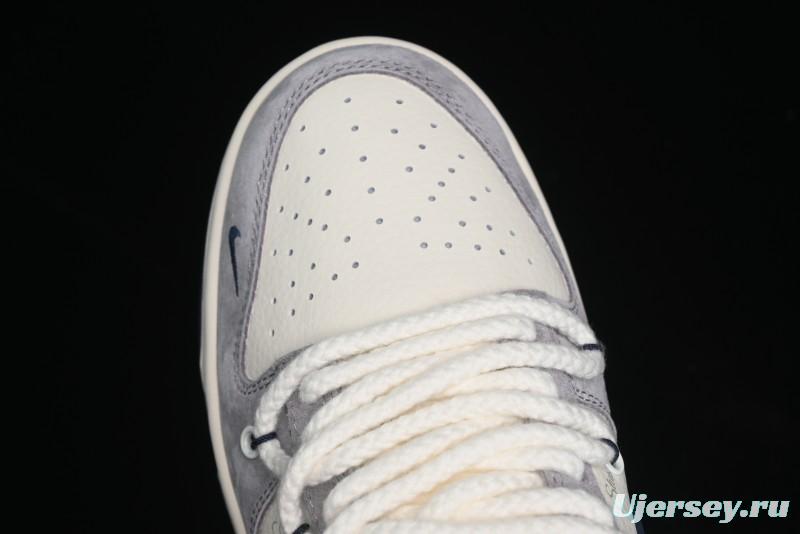 Nike SB Dunk Low Stussy Collaboration - Navy Blue Embroidery Swoosh Anniversary Custom Low-Top Casual Sneakers - SJ2068-296