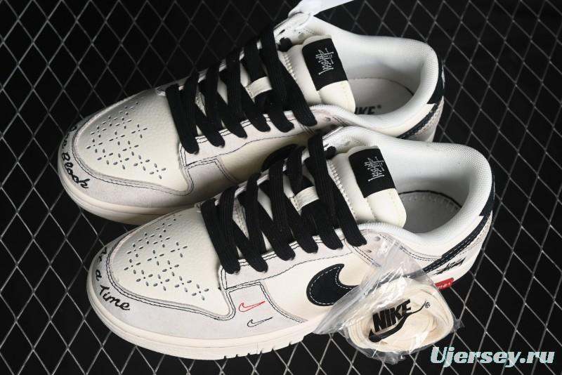 Nike SB Dunk Low Stussy Collaboration - Embroidered Black Swoosh Anniversary High-End Custom Low-Top Casual Sneakers - MM1089-031