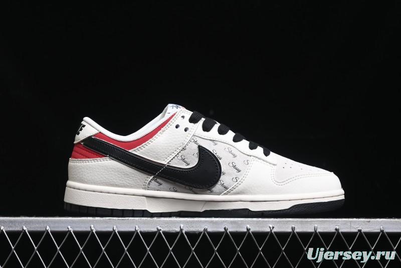 Nike SB Dunk Low Stussy Collaboration - Beige Black Swoosh Silver Edge Anniversary High-End Custom Low-Top Casual Sneakers - XX3168-306