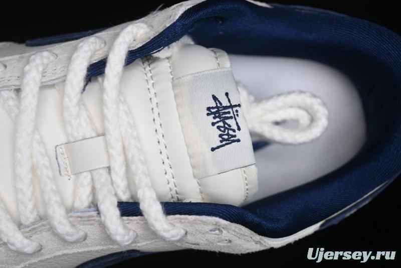 Nike SB Dunk Low Supreme x Stussy Triple Collaboration - Off White Navy Swoosh Anniversary High-End Custom Low-Top Casual Skate Shoes - SJ2068-271
