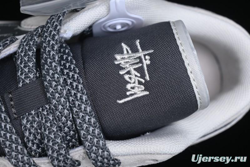 Nike Air Jordan 1 Low Stussy Collaboration - Grey Pigskin Black Base Retro Basketball Shoes - XX3318-968