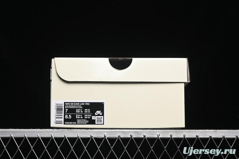 Nike SB Dunk Low Dior Collection - Beige Brown Swoosh Anniversary Custom Low-Top Casual Skate Shoes - XD6188-046