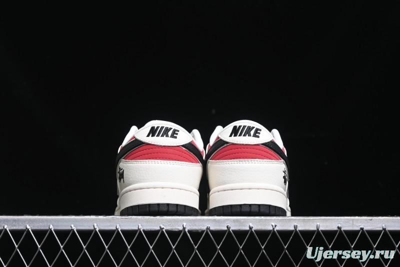 Nike SB Dunk Low Stussy Collaboration - Beige Black Swoosh Silver Edge Anniversary High-End Custom Low-Top Casual Sneakers - XX3168-306