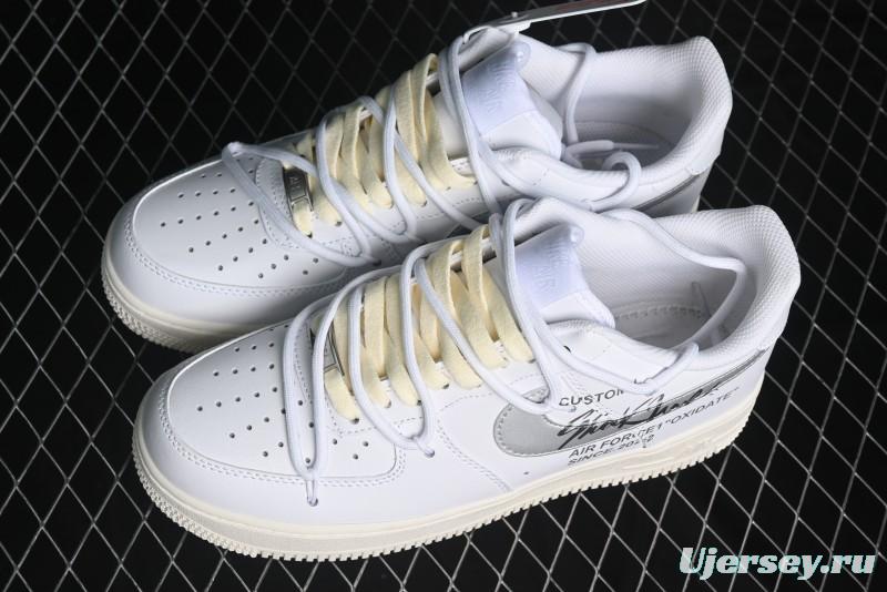 Nike Air Force 1 '07 Low Silver Hook Off-White Style Casual Sneakers - ZH0316-049