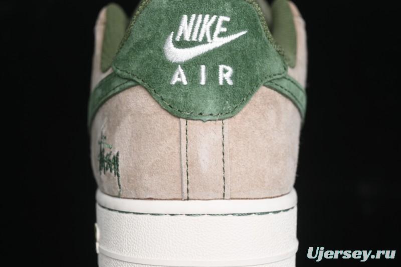 Nike Air Force 1 '07 Low Stussy Collaboration Light Brown Green Low-Top Casual Sneakers - XZ6188-666