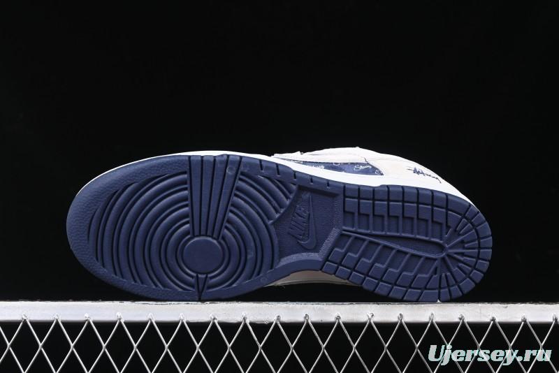 Nike SB Dunk Low Stussy Collaboration - Light Blue Pig Anniversary High-End Custom Low-Top Casual Skate Shoes - XX2025-528