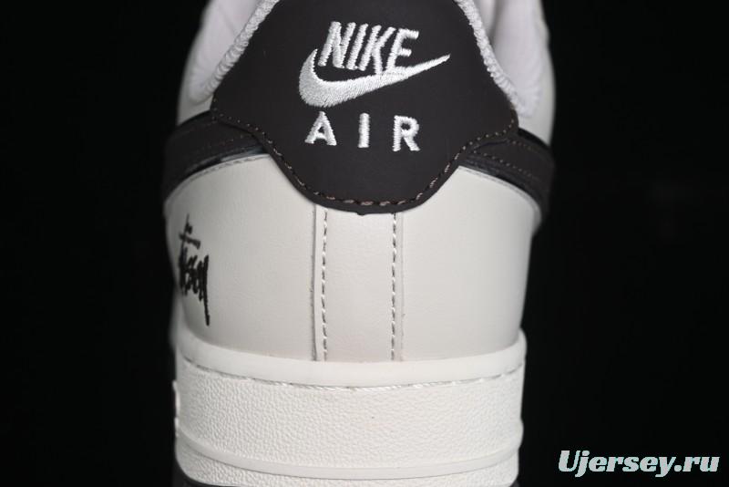 Nike Air Force 1 '07 Low Stussy Collaboration - White Black Sole Low-Top Casual Sneakers - XZ6188-279