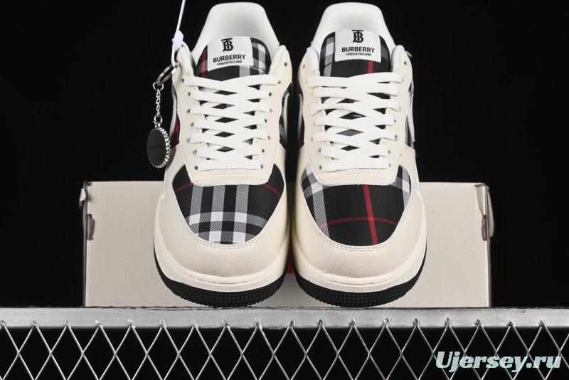 Nike Air Force 1 '07 Low Burberry Collaboration - White Black Check Low-Top Casual Sneakers - DF0180-005