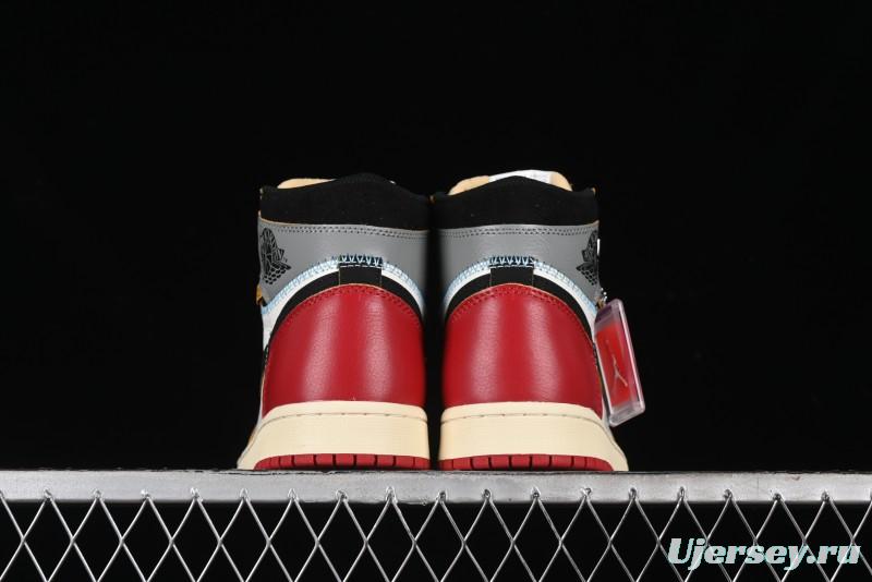 Nike Union x Air Jordan 1 Retro High Basketball Shoes with Chicago-Inspired Colorway - HV8563-600