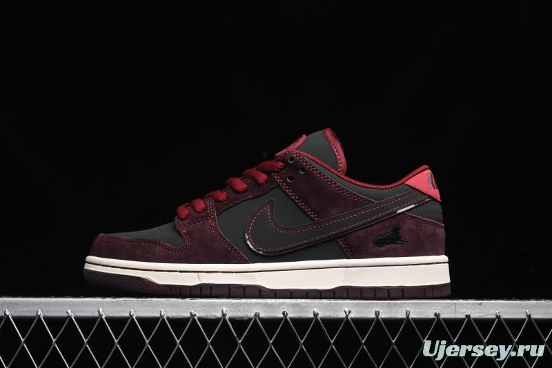 Nike SB Dunk Low Bordeaux Red Skate Shoes Collaboration with Riot Skateshop - FZ1289-200