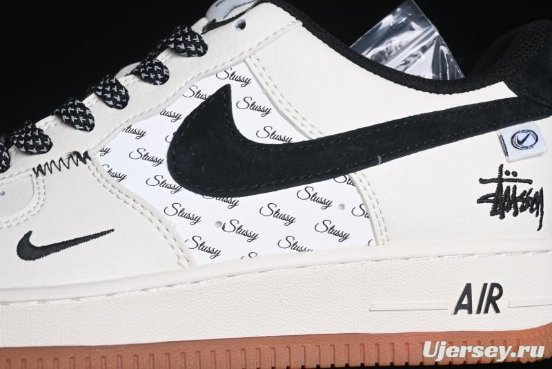 Nike Air Force 1 '07 Low Stussy Collaboration - Beige Black Hook Gum Sole Low-Top Casual Sneakers - XZ6188-255