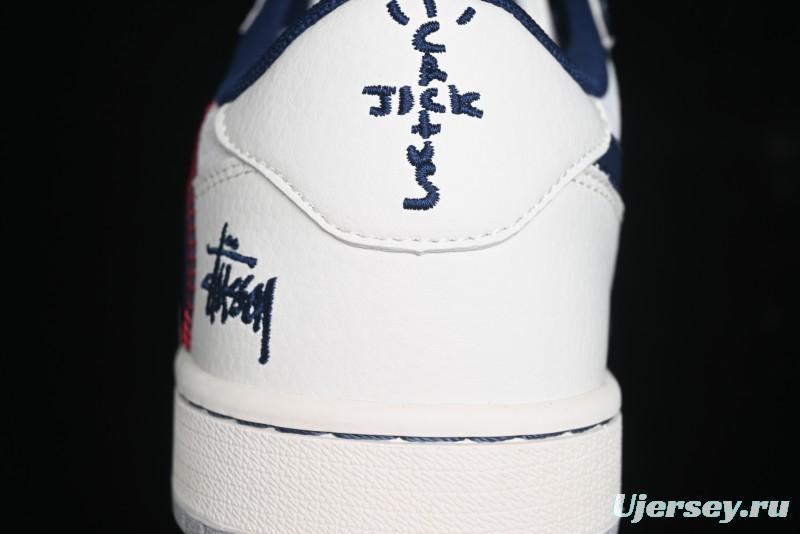 Nike Travis Scott x Fragment Design x Air Jordan 1 Low OG SP AJ1 Sneakers with Reverse Swoosh - SJ2068-134