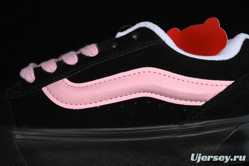Vans Knu Skool Low Top Retro Sneakers in Black Pink with Big Logo - VN0009QC6BT1