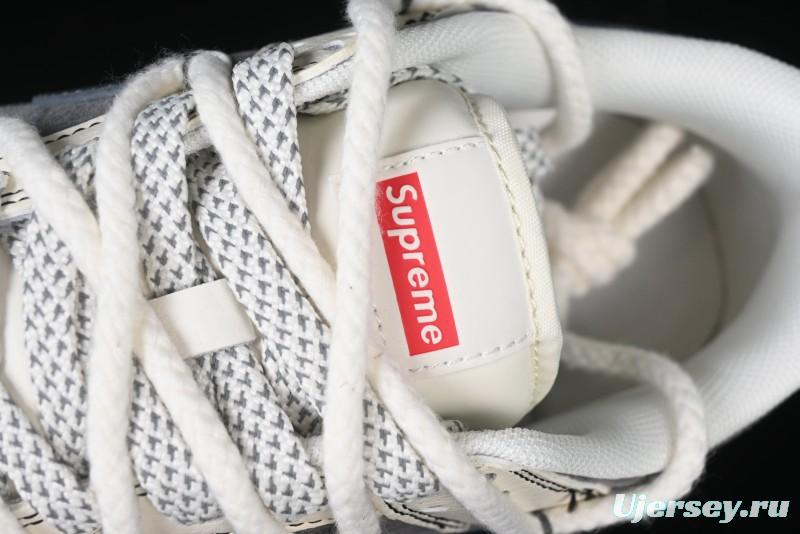 Nike SB Dunk Low Supreme Collaboration - Strap Light Gray Hook Anniversary High-End Custom Low-Top Casual Skate Shoes - YX5066-210