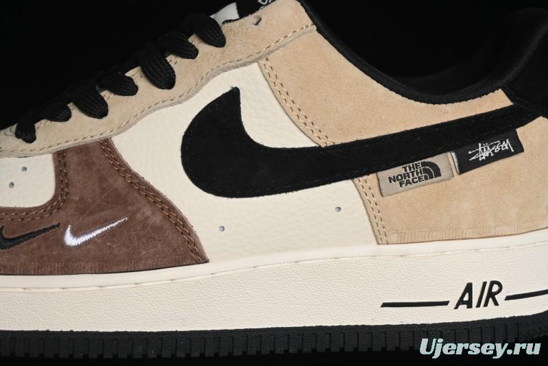 Nike Air Force 1 '07 Low The North Face x Stussy Collaboration - Black Brown Coffee Casual Sneakers - KK1988-018
