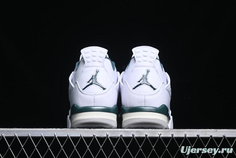 Nike Air Jordan 4 Retro Sneakers in White, Oxidized Green and Neutral Grey - AQ8138-103