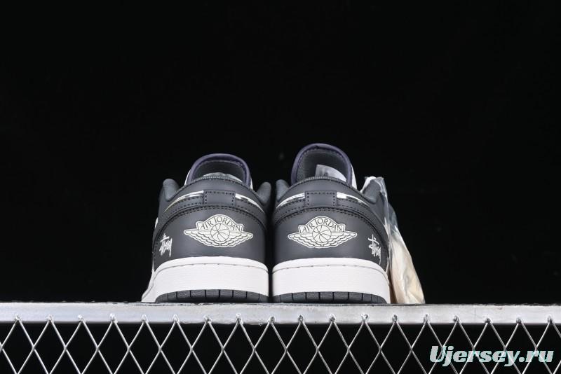 Nike Air Jordan 1 Low Stussy Collaboration - Signal Black Retro Basketball Shoes - XX3318-966