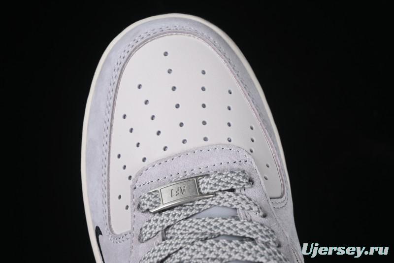 Nike Air Force 1 '07 Low Stussy Collaboration Silver Trim Black Swoosh Low-Top Casual Sneakers - XZ6188-912