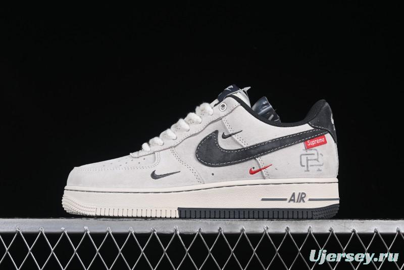 Nike Air Force 1 '07 Low Champion Collaboration Dual-Tone Grey Swoosh Triple Mini Swoosh Low-Top Casual Sneakers - SJ6698-022