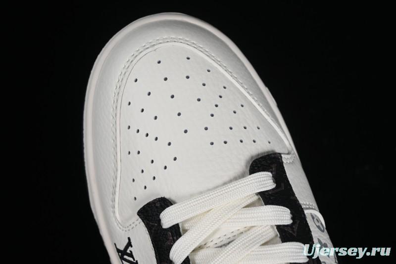 Nike Dunk Low LV Collaboration - Monogram Beige Black Hook SB Low Top Casual Skate Shoes - FC1688-189