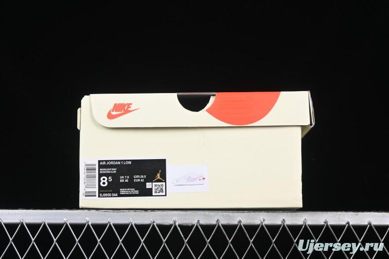 Nike Air Jordan 1 Low Stussy Collaboration - Retro Basketball Shoes in Light Grey - SJ9950-044