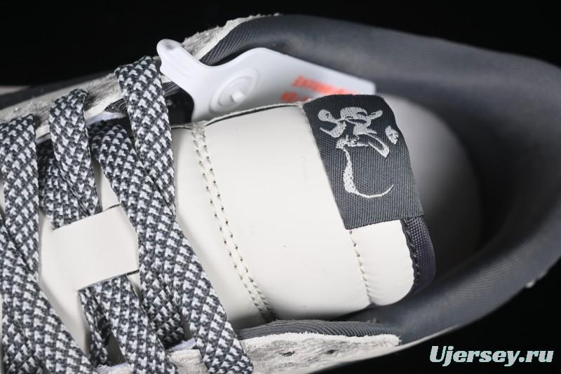 Nike Travis Scott x Fragment Design x Air Jordan 1 Low OG SP AJ1 Snake Year Limited Grey Snake Scale with Grey Swoosh Low-top Casual Sneakers - XS3086-009