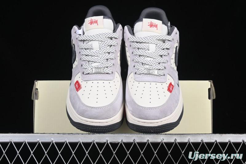 Nike Air Force 1 '07 Low Stussy Collaboration Pig Skin Swoosh Logo Low-Top Casual Sneakers - XS1958-501