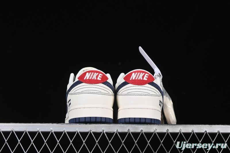Nike SB Dunk Low Supreme Collaboration Grey Blue Woven Label Anniversary High-End Custom Low-Top Casual Skate Shoes - BB7518-026
