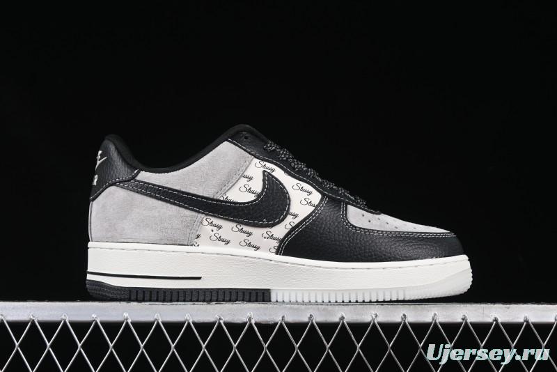 Nike Air Force 1 '07 Low Stussy Collaboration Black Leather Low-Top Casual Sneakers - CH6336-518