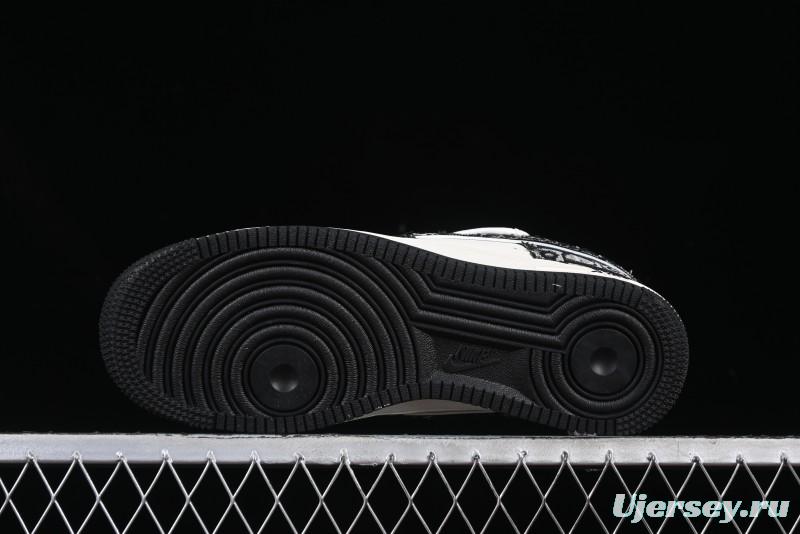 Nike Air Force 1 '07 Low Dior Collaboration Black Pattern Drawstring Casual Sneakers - SJ1198-106