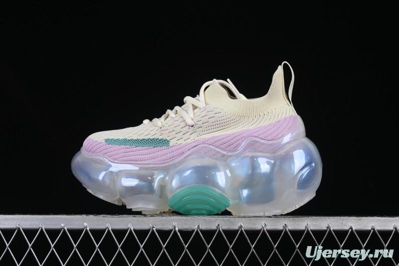 Grounds Big Bubble High Platform Sneakers in Cream Lilac - AJE5