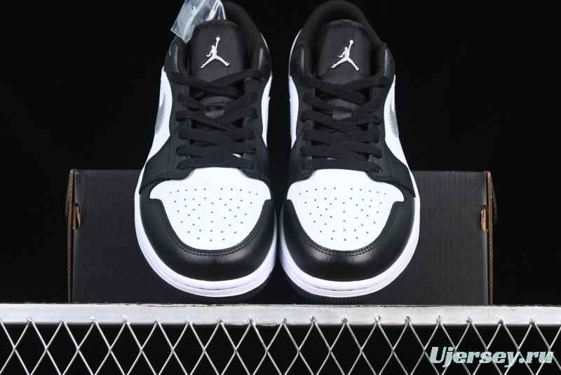 Nike Air Jordan 1 Low AJ1 Basketball Shoes in Black White Silver - 553558-131