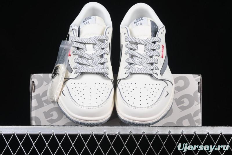 Nike Travis Scott x Fragment Design x Air Jordan 1 Low OG SP AJ1 Retro Sneakers with Unique Collaboration Details - XZ5158-002