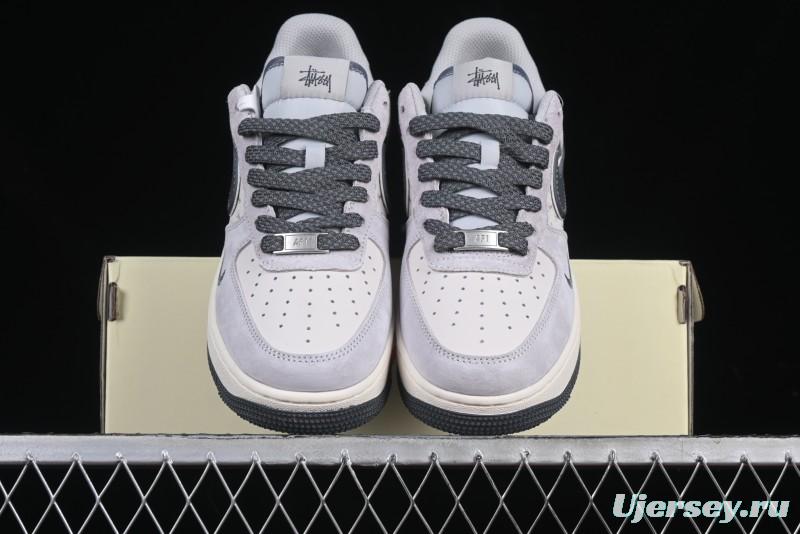 Nike Air Force 1 '07 Low Stussy Collaboration Grey Swoosh Casual Sneakers - XZ6188-911