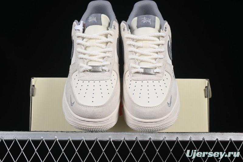 Nike Air Force 1 '07 Low Stussy Collaboration Dual-Tone Beige Low-Top Casual Sneakers - SJ6698-024