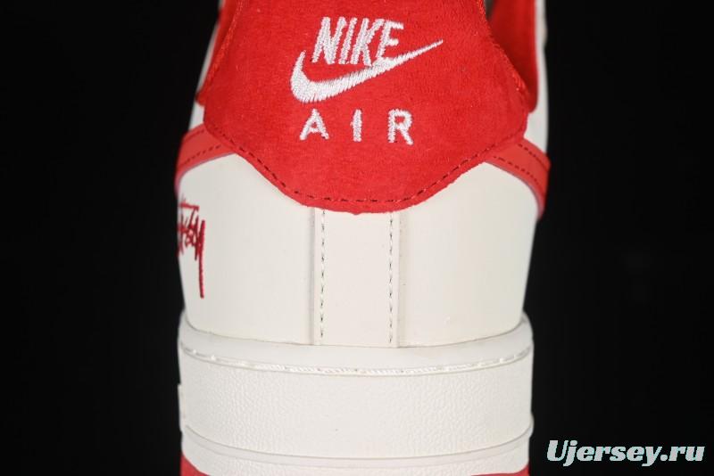 Nike Air Force 1 '07 Low Stussy Collaboration Beige Deep Orange Low-Top Casual Sneakers - DF0188-031