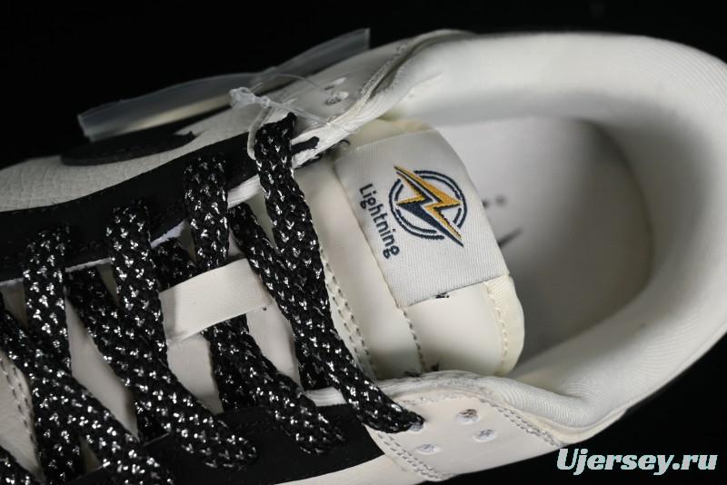 Nike SB Dunk Low Lightning Collaboration - Off White Black Colorway with Mini Swoosh Anniversary Custom Edition Low Top Casual Skate Shoes - XD1688-028