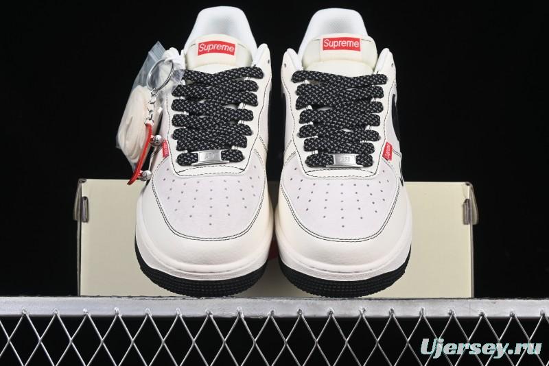 Nike Air Force 1 '07 Low Supreme Collaboration Casual Sneakers in Beige Black Red - BB7518-019
