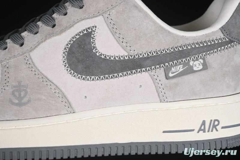 Nike Air Force 1 '07 Low Violent Bear Collaboration Grey Embroidered Swoosh Low-Top Casual Sneakers - KK1988-047