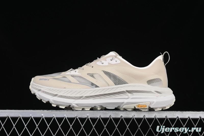 HOKA ONE ONE Satisfy Running Mafate Trail Low-Cut Cushioned Outdoor Hiking Shoes - 1157050 BONE