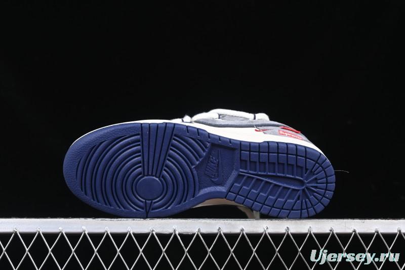 Nike SB Dunk Low Supreme Collaboration Sneakers in Gray Blue with Gray Swoosh - YX5066-260