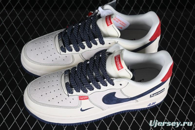 Nike Air Force 1 '07 Low Supreme Collaboration Sneakers with Red Tab and Blue Swoosh - BB7518-021