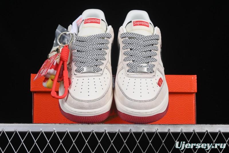 Nike Air Force 1 '07 Low Supreme Snake Year Limited Edition Black Snake Swoosh Low-Top Casual Sneakers - HH7518-033