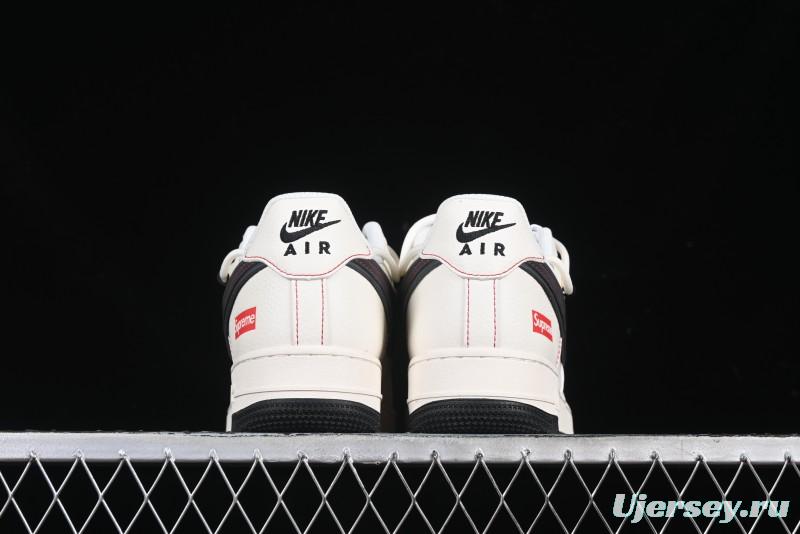 Nike Air Force 1 '07 Low Supreme Collaboration - Beige Red Lace-Up Low-Top Casual Sneakers SJ1198-104