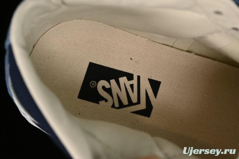 Vans Sk8-Mid Reissue 83 High-End Retro Skate Shoes with Blue Patchwork Suede - VN000CQQDWR