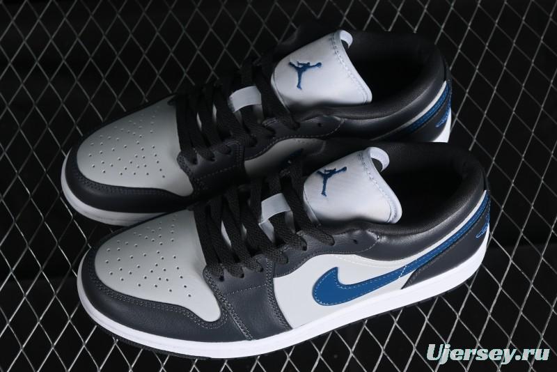 Nike Air Jordan 1 Low AJ1 Black Grey Blue Hook Basketball Shoes - DC0774-040
