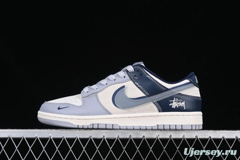 Nike SB Dunk Low Stussy Collaboration Shadow Blue Hook Anniversary High-End Custom Low-Top Casual Sneakers - DM6868-019