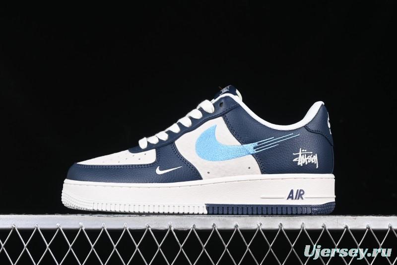 Nike Air Force 1 '07 Low Stussy Collaboration Green Embroidered Swoosh Custom Casual Sneakers - DM6688-021