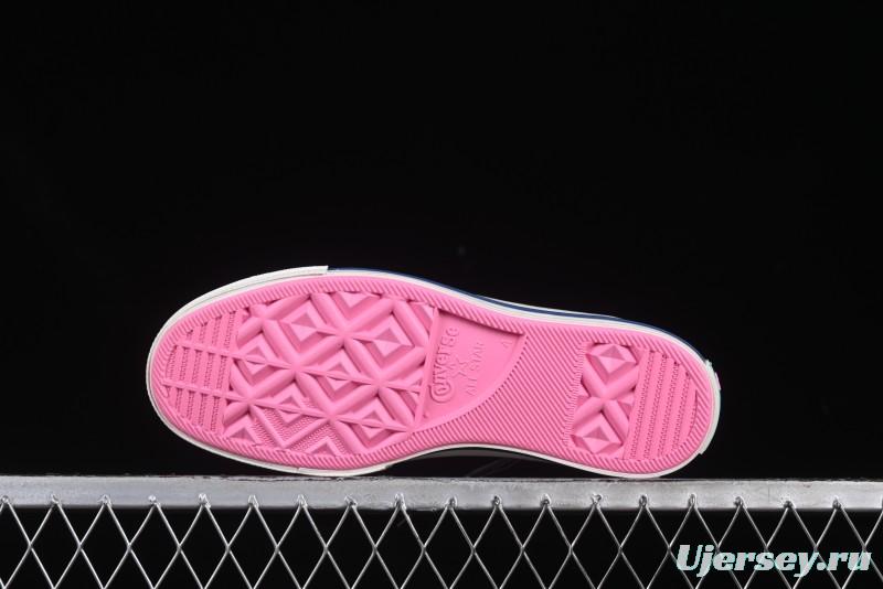 Converse Chuck 1970s High Top Casual Sneakers with Star Stitching and White-Pink-Blue Mismatched Design - A15744C